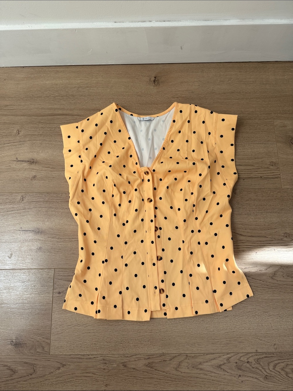 Yellow Polka Dot Button-Up Blouse